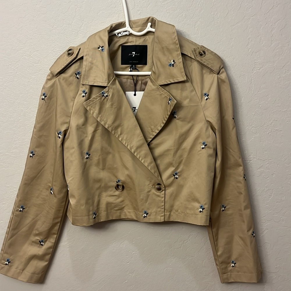 7 For All Mankind Jacket Womens Trench Cropped Floral, Medium, NWT